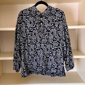 100% Cotton Ladies Floral Print Blouse Lightweight Vintage